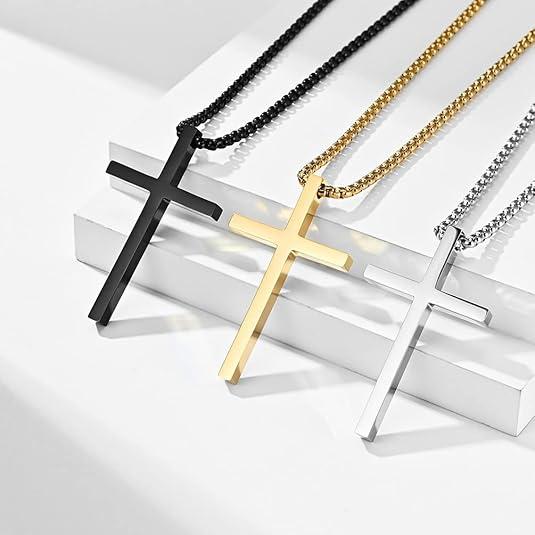 Christian Accessories,Stainless Steel Cross Necklace for Men Women ，Fathers Day Dad Gifts for Dad，Silvery Cross Necklace  Small Cross Pendant Necklace Simple Jewelry Cross Chain ，Cross Keychain，Cross Bracelet for Men Women