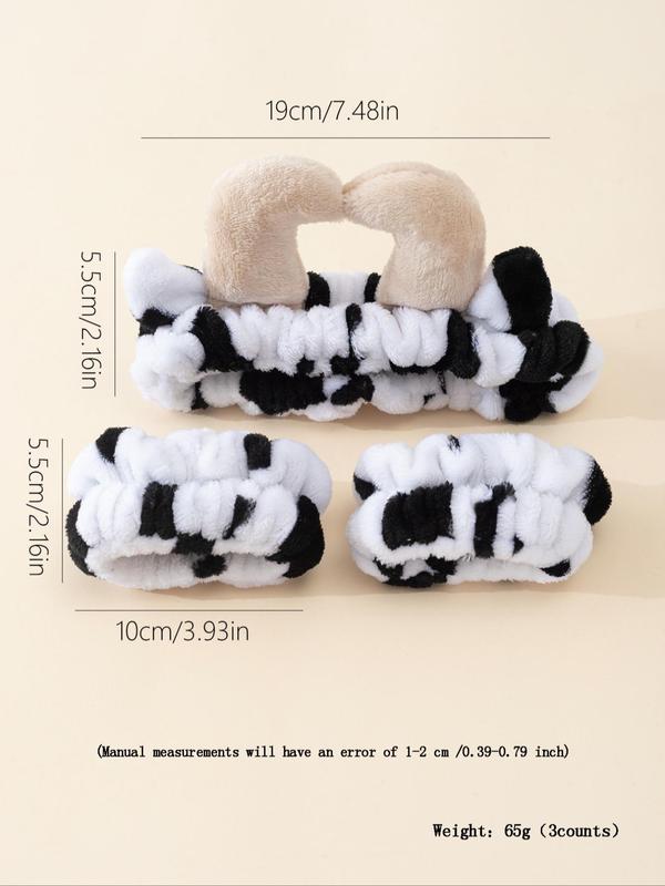 Cute Cow Print Hair Band & Wristband Set, Soft Comfortable Hair Band & Wristband, Fashion Hair Accessories for Women & Girls