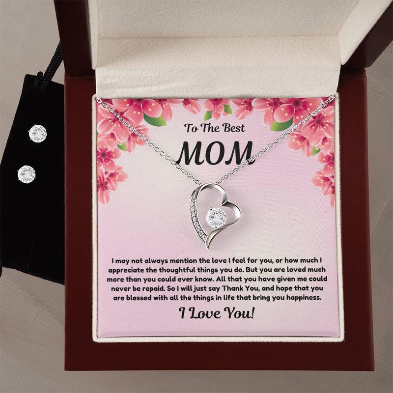 Best Mom Necklace + Matching Earrings, Gift For Mom, English & Spanish