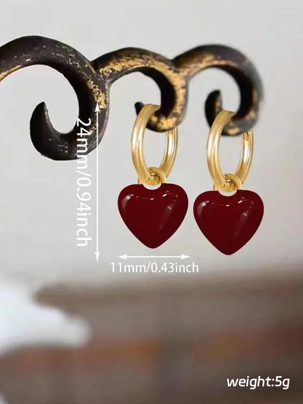 Vintage Heart Shaped Dangle Earrings, Fashionable Jewelry for Women, Trendy All-match & Exquisite Jewelry for Birthday Gift