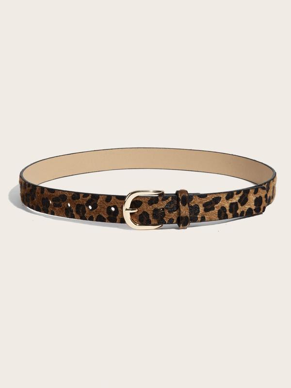 Women's Street Style Y2k Leopard Print Pu Buckle Belt, Casual Waistband for Jeans Trousers, Trendy All-match Vintage Accessories for Birthday Gift