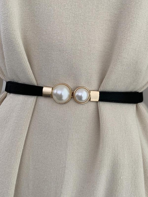 Faux Pearl Decorated Belt,  Elegant Waistband for Dresses Skirting Outfits, Elegant All-match Fashion Accessories for Daily & Party Decoration