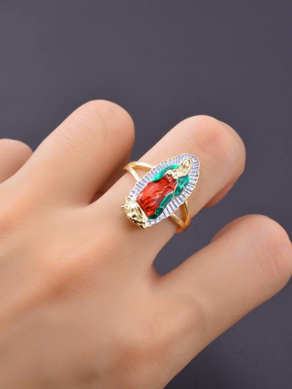 Mexican Charm Guadalupe Ring, Religious Catholic Faith Wearing Accessories, Holiday Celebration Gifts, Protective Blessing Jewelry Gifts for Men and Women