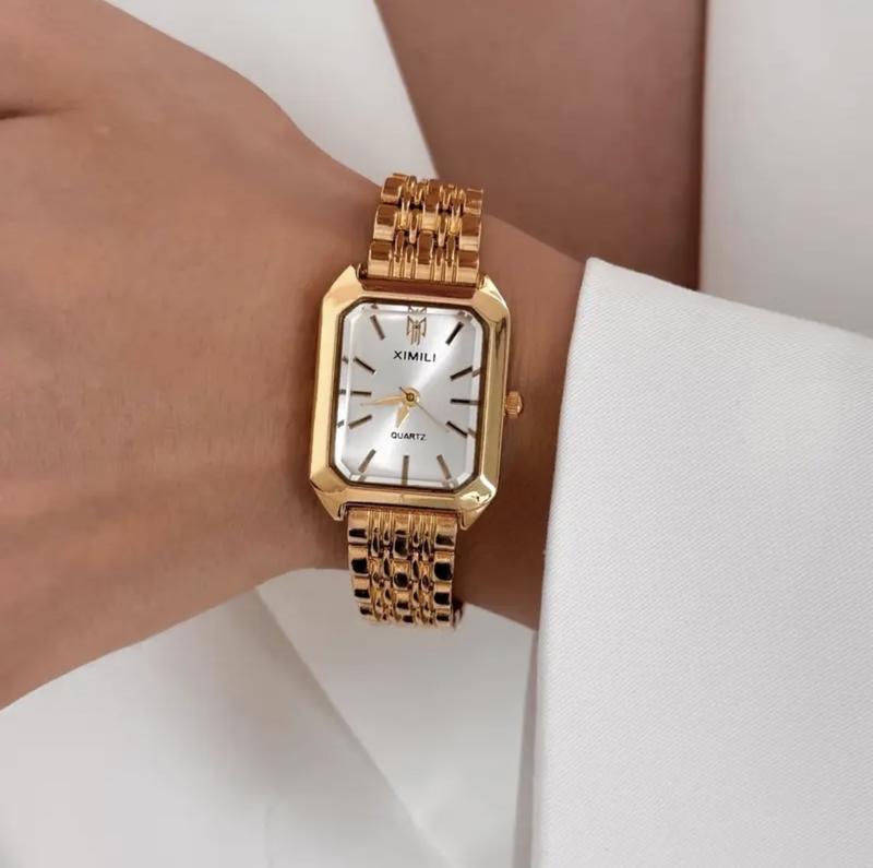 Luxury Ladies Fashion Quartz Watch Simple Scale Square Quality Gold Plated Women Watches Business,Gift with Box,Christmas gift