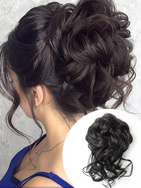 Women's Curly Ponytail Extensions, Natural Fluffy Hair Bun Extensions, Synthetic Messy Chignon Hair Extensions for Daily Use