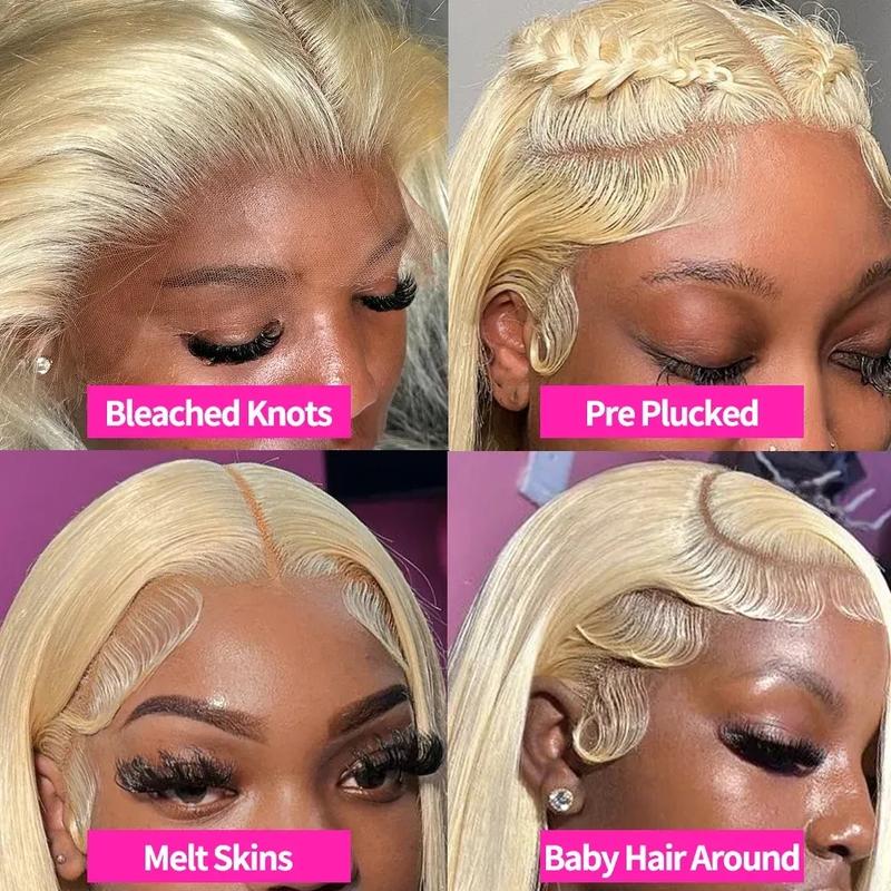 250% Density HD Transparent 613 Blonde Straight 13x4 13x6 Lace Front Human Hair Wigs For Women Brazilian Lace Frontal Wig PrePlucked Buy 1 613  Blonde Wig Get 1 Pink Bag 1 HD Wig Cap 1 Brown Wig Cap and 1 Eyelashes