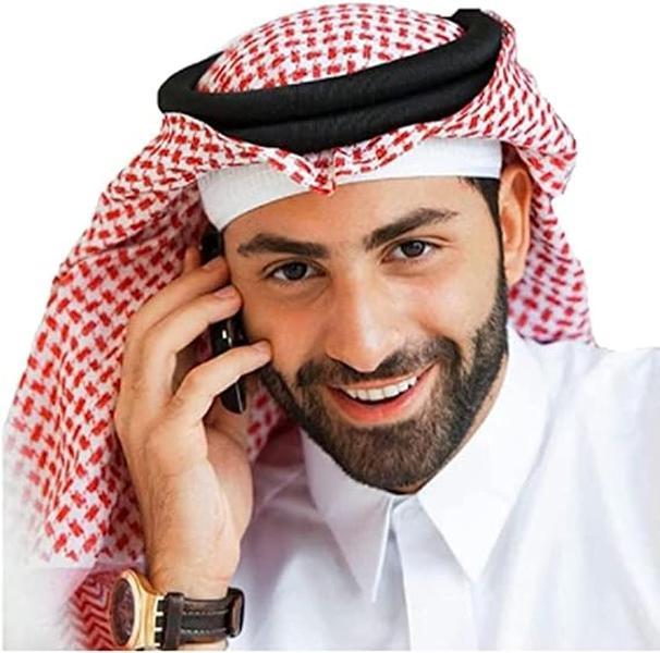 Men's Arab Shemagh Headscarf Muslim Arabian Headwrap Desert Keffiyeh Head Neck Scarf Shawl Headwear Cap with Aqel Rope