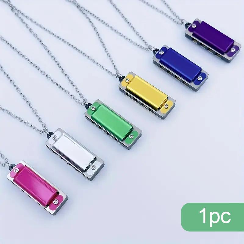 Random Color Mini Harmonica Necklace, 1 Count 4-hole 8-note Harmonica Pendant Necklace, Portable Musical Instrument for Kids & Adults, Christmas Gift