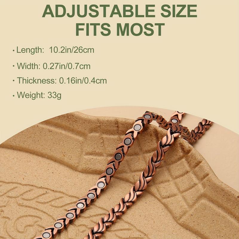 Copper Ankle Bracelet for Women, Copper Magnetic Anklet with 3500 Gauss Magnet Chain Chain, Birthday and Holiday Jewelry Gift with Adjustment Tool