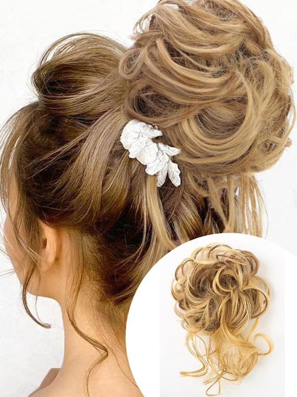 Women's Curly Ponytail Extensions, Natural Fluffy Hair Bun Extensions, Synthetic Messy Chignon Hair Extensions for Daily Use