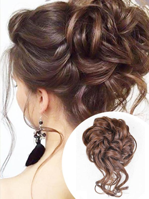 Women's Curly Ponytail Extensions, Natural Fluffy Hair Bun Extensions, Synthetic Messy Chignon Hair Extensions for Daily Use