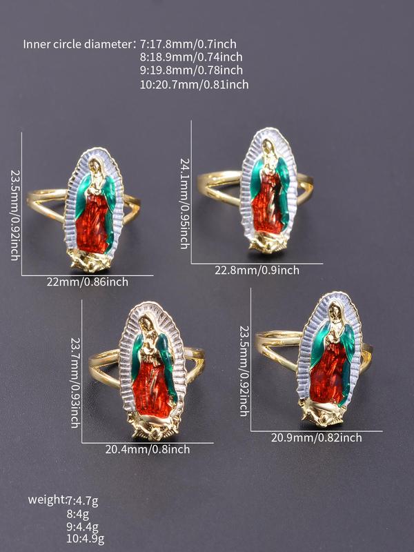 Mexican Charm Guadalupe Ring, Religious Catholic Faith Wearing Accessories, Holiday Celebration Gifts, Protective Blessing Jewelry Gifts for Men and Women