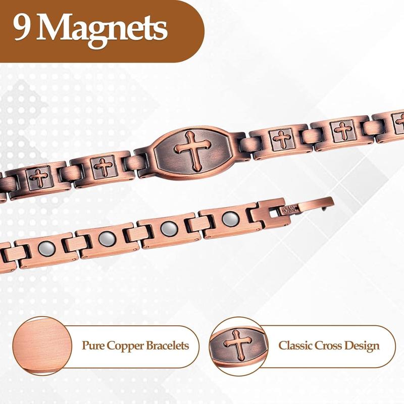 Copper Bracelets for Women,Classic Magnetic Copper Bracelet,Valentine's Day Gifts with Sizing Tool(Liberty Series)