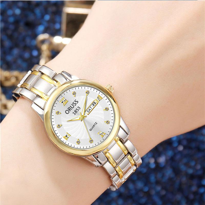 SilverMelody Luxury Quartz Watch for Women Elegant Stainless Steel Watch Luminous Waterproof Week Date Wristwatch Ladies Dress Watch