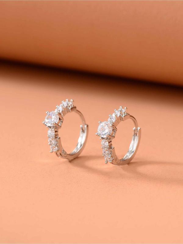 Fashion Rhinestone Decorated Hoop Earrings, Elegant Jewelry for Women, Casual Jewelry for Party, Daily Clothing Decor, Trendy All-match & Exquisite Jewelry for Birthday Gift