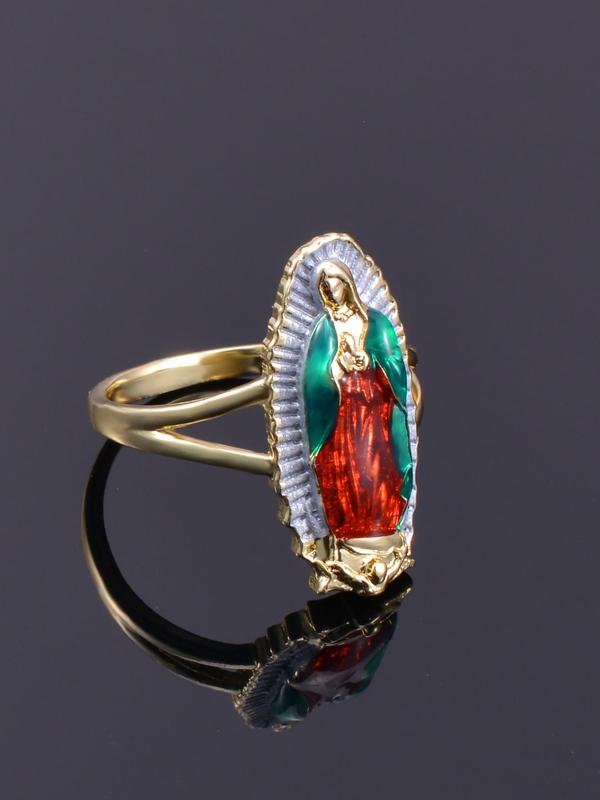 Mexican Charm Guadalupe Ring, Religious Catholic Faith Wearing Accessories, Holiday Celebration Gifts, Protective Blessing Jewelry Gifts for Men and Women