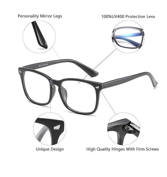 2 Pack Stylish and lightweight Glasses for Women and Men, Computer Gaming Glasses