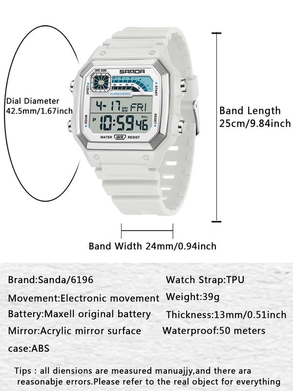 Men's Sporty Digital Watch, Fashion Digital Watch with Luminous Dial & Alarm Function, Waterproof Watch with Digital Display for Men