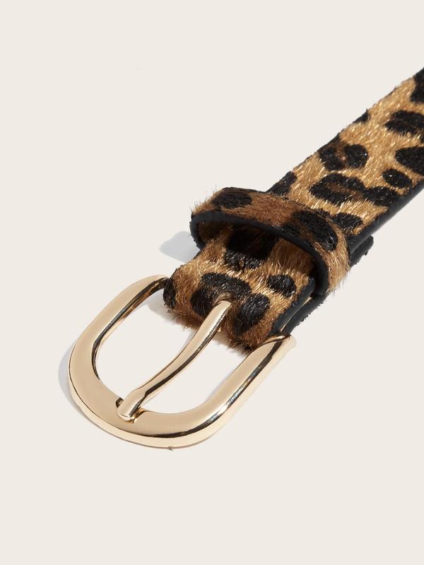 Women's Street Style Y2k Leopard Print Pu Buckle Belt, Casual Waistband for Jeans Trousers, Trendy All-match Vintage Accessories for Birthday Gift