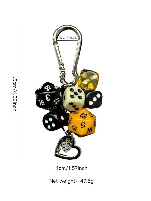 Heart & Dice Design Bag Charm, Cute Keychain for Women & Men, Fashion Accessories for Bag Decoration, Trendy All-match & Exquisite Keychain for Birthday Gift