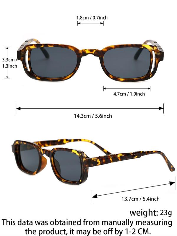 Fashion Summer Unisex Vintage Square Frame Sunglasses, Trendy Casual Leopard Graphic Sunglasses for Everyday Use, Fashionable Versatile Accessories for Driving Use