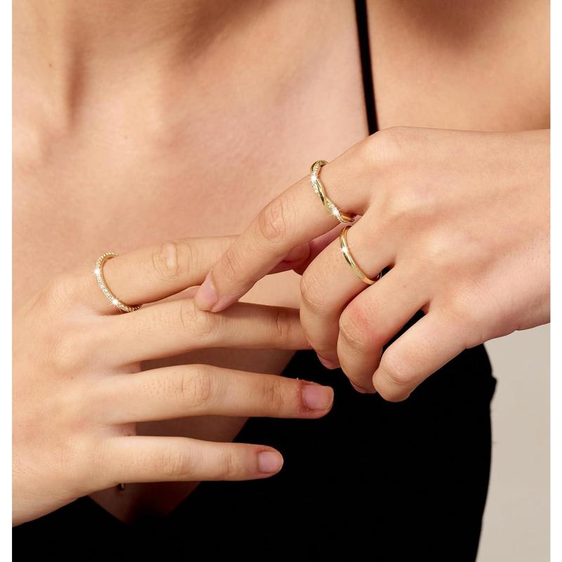 NECOCY Stackable Rings for Women Non Tarnish Dainty Rings Set Thumb Fashion Thin Pack Simple Unique Statement Rings Jewlery Women 5 6 7 8 9 10 Christmas 2024 Ornament