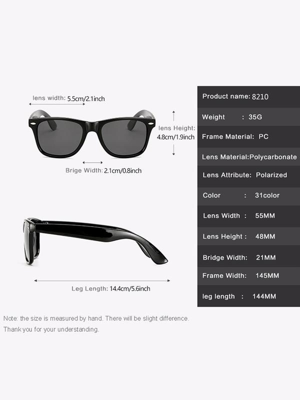 Unisex Simple Style Square Frame Sunglasses, Trendy Casual Polarized Sunglasses for Everyday Use, Fashion Accessories for Outdoor Activities