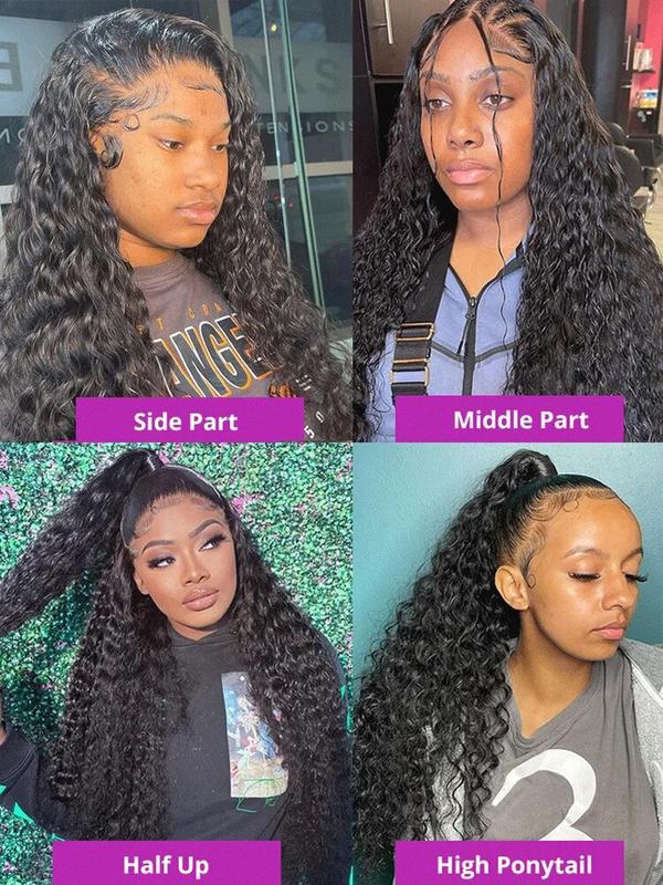 Deep Wave 13x6 Lace Front Wigs Human Hair Wigs Brazilian Transparent Deep Curly Lace Frontal Wigs Human Hair Lace Front Wigs Pre Plucked 180% Density Natural Color C