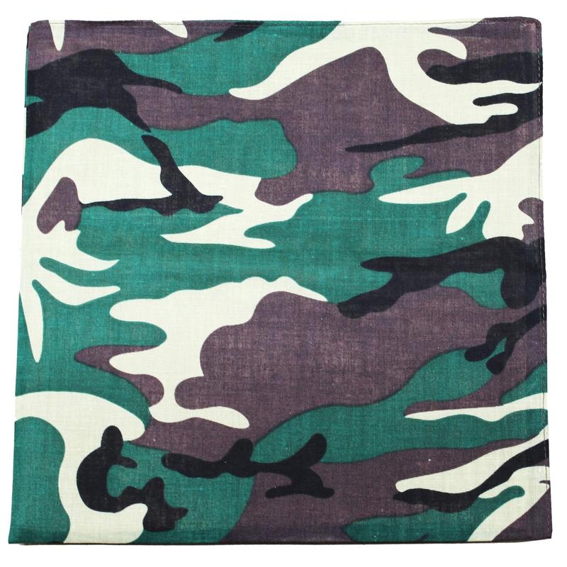 Camouflage Bandana 22 Inch Cotton Daily Basic 100% Cotton Bulk Wholesale Packs