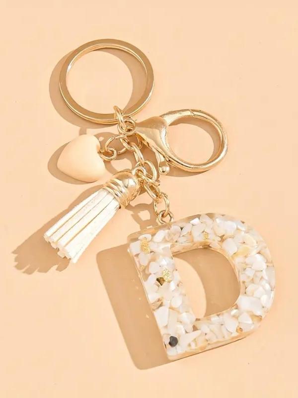 Cute Letter & Heart Design Keychain, Fashionable Resin Pendant Keychain for Women & Girls, Trendy All-match Keychain for Birthday Gift, Keychain for Car, Key