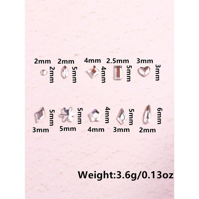 50Pcs Box Y2k Style Fashionable 10 Shapes Tooth Gem Face & Nail Decoration Heart And Butterfly Shaped DIY Tooth Jewelry Set (Without Glue)