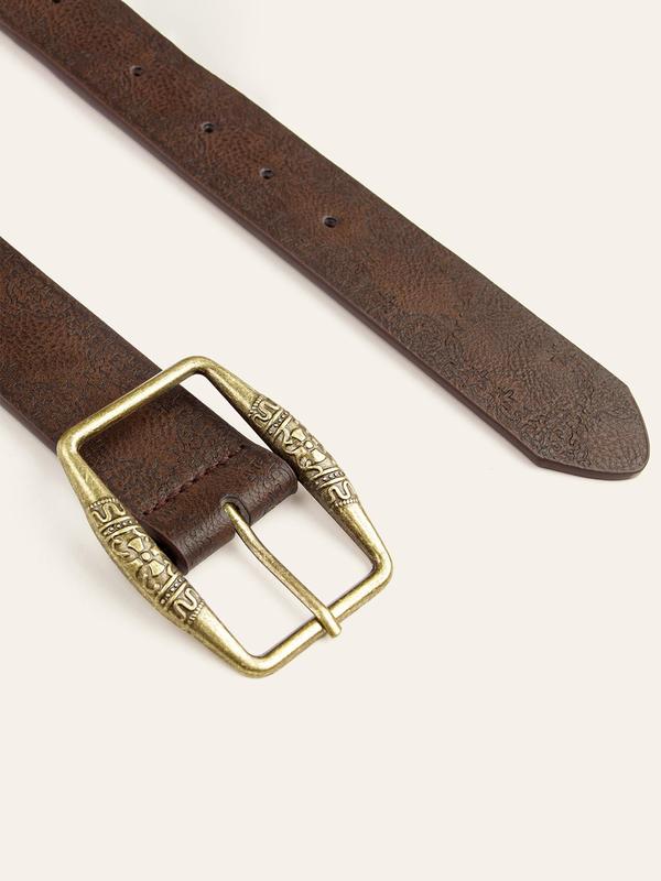 Men's Vintage Embossed PU Leather Belt, Casual Waistband for Jeans Trousers, Fashion Belt for Party, Daily Clothing Decor, Trendy All-match & Exquisite Belt for Gift