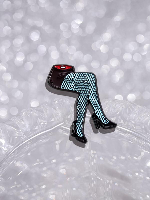 Punk Fishnet Stockings Legs Design Brooch, Fashion Brooch for Party, Daily Clothing Decor, Trendy All-match & Exquisite Brooch for Birthday Gift