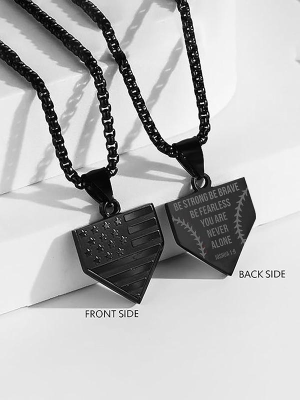 Baseball & Flag Pattern Pendant Necklace for Men & Women, Fashion Jewelry for Party, Daily Clothing Decor, Trendy All-match & Exquisite Jewelry for Birthday Gift