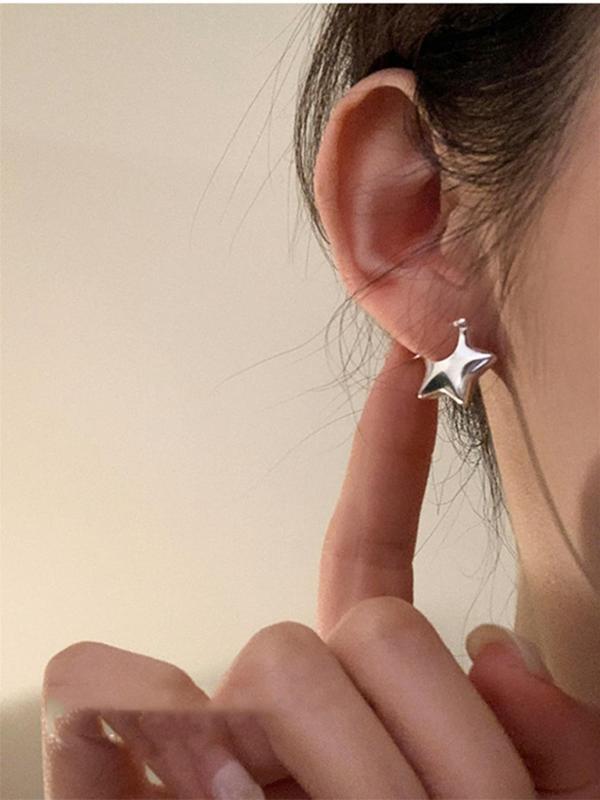 Hollow Out Star Design Dangle Earrings, 1 Pair Women's Creative Mini Earrings, Casual Matching Piercing Jewelry for Party, Streetwear Accessory, Daily Clothing Decor