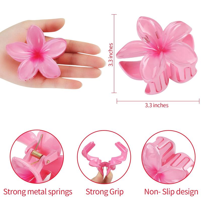 Flower Hair Clips for Women 6 Pack Flower Hair Claw Clips Plumeria Claw Clips for Thin Hair Large Claw Clips for Thick Hair Beach Tropical Hair Accessories for Girls