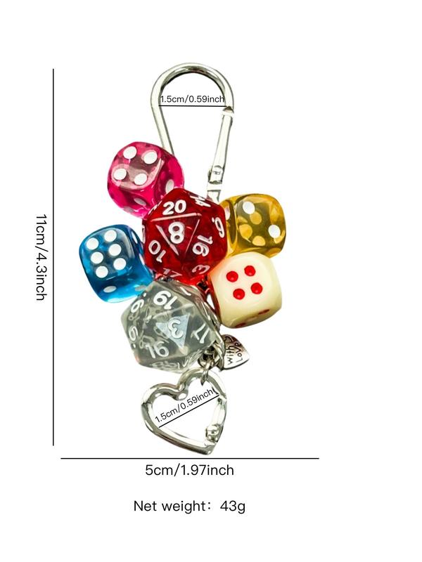 Heart & Dice Design Bag Charm, Cute Keychain for Women & Men, Fashion Accessories for Bag Decoration, Trendy All-match & Exquisite Keychain for Birthday Gift