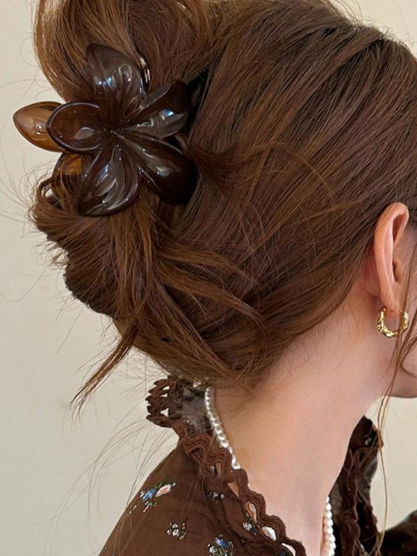 Vintage Flower Design Hair Claw Set, Elegant Hair Accessories for Women & Girls, Minimalist Headwear Suitable for Thick Hair