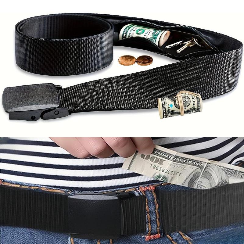 Hidden Zipper Belt, 120m Portable Money Belt Waist Bag, Anti-theft Belt Waist Bag, Sports & Outdoor Accessories for Women & Men