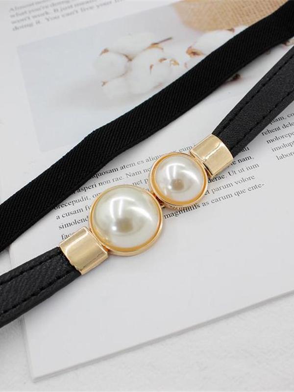 Faux Pearl Decorated Belt,  Elegant Waistband for Dresses Skirting Outfits, Elegant All-match Fashion Accessories for Daily & Party Decoration