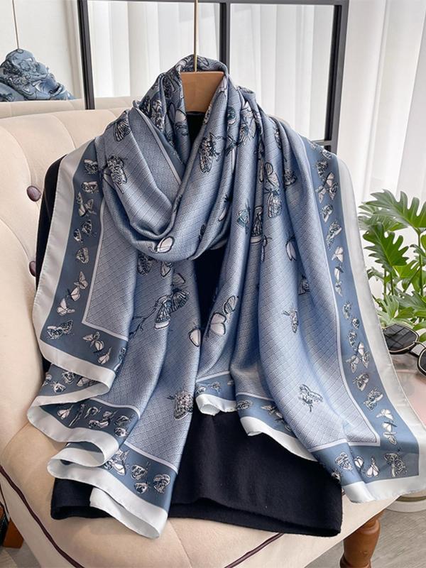 Women's Butterfly Print Scarf, Casual Fashionable Shawl for All Seasons, Versatile Scarf for Women Gift