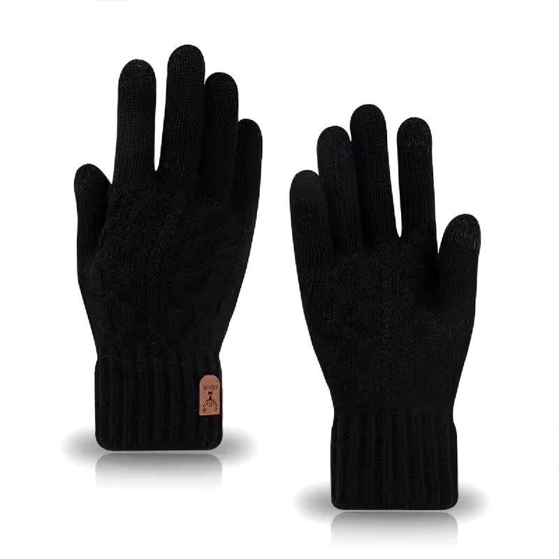 New Men'S Warm Gloves Winter Touch Screen plus Fleece Gloves Cold Warm Wool Knitted Gloves GAFASTWO