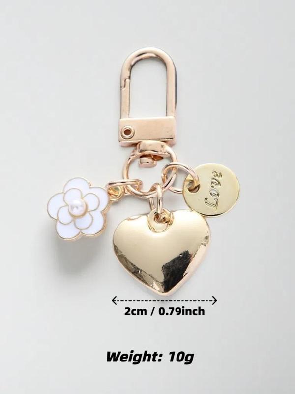 Heart & Flower Design Car Key Chain, Fashionable Key Ring for Women & Men, Keychain for Car, Key, Trendy All-match & Exquisite Keychain for Birthday Gift