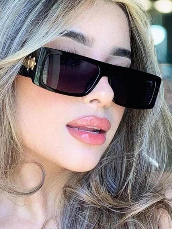 Unisex Street Style Square Frame Sunglasses, 1 Pair Vintage Trendy Sunglasses for Women & Men, Fashionable Casual Sunglasses for Outdoor Activities with Glasses Cloth & Storage Case