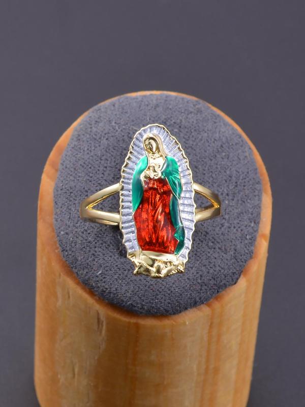 Mexican Charm Guadalupe Ring, Religious Catholic Faith Wearing Accessories, Holiday Celebration Gifts, Protective Blessing Jewelry Gifts for Men and Women