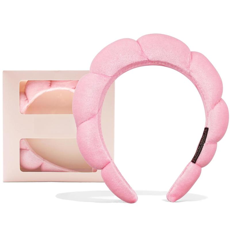 Headband for Women Sponge Headband for Washing  Clouds Soft Hairband Skincare Makeup Headbands for Women Girls Shower Makeup Skincare (Pink)