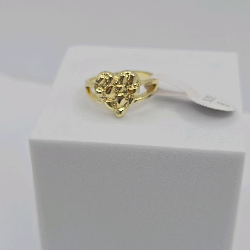 LUXURY Nuggets style HEARTS  set ring with heart earrings studs GOLD-PLATED ring zises 7 to 10 available