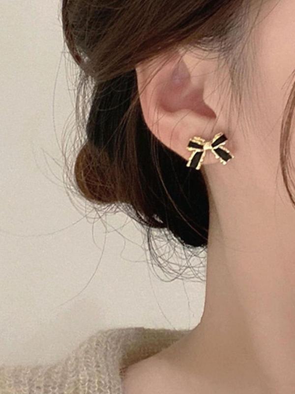 Cute Bow Decor Stud Earrings (1 Pair), Minimalist Elegant Stud Earrings, Fashionable Ear Jewelry for Women, Elegant All-match Fashion Accessories for Daily Wear