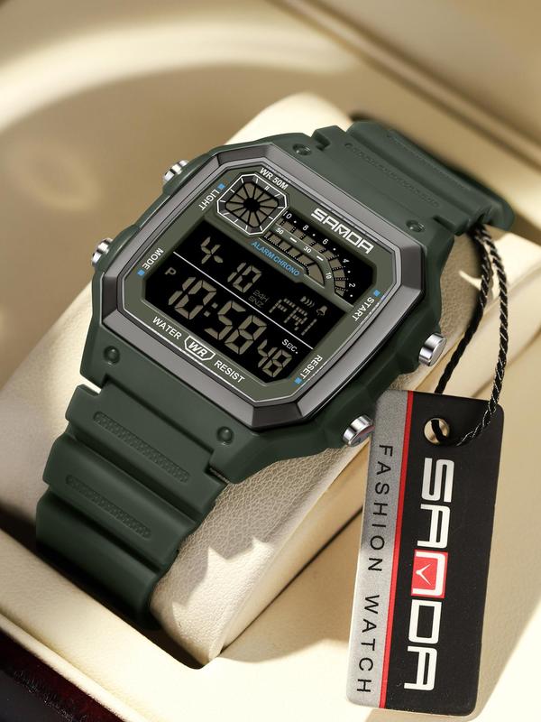 Men's Sporty Digital Watch, Fashion Digital Watch with Luminous Dial & Alarm Function, Waterproof Watch with Digital Display for Men