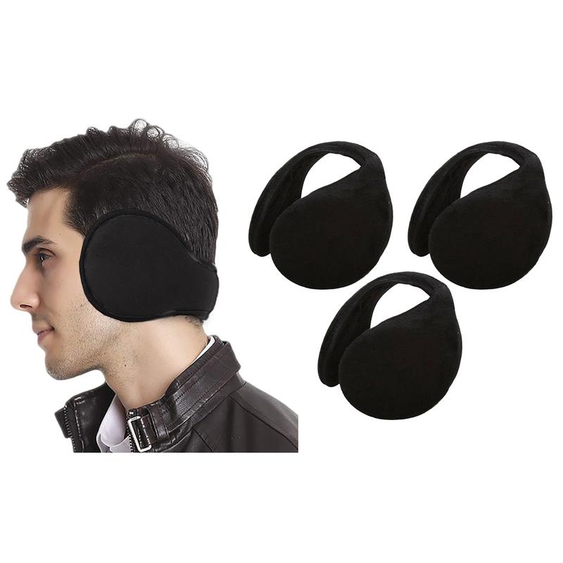 Multi-Pack Adjustable-Classic Black Fleece Ear Muff Warmers